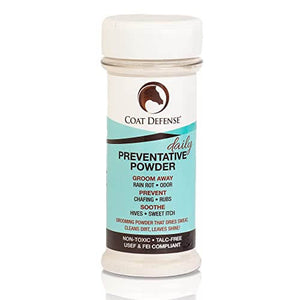 Coat Defense Daily Preventative Powder for Horses - Safe & Effective Equine Sweet Itch, Skin Funk, Scratches, & Rain Rot Treatment - Dry Shampoo for Horses, 8 oz Formula with All Natural Ingredients - Best Services Horseback riding lessons and horse supplies near San Diego, CA