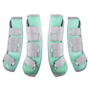 Harrison Howard Horse Fly Boots Leg Guards Fly Boots Protection Set of 4 Aqua Large Full Size - Best Services Horseback riding lessons and horse supplies near San Diego, CA