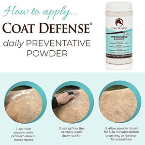 Coat Defense Daily Preventative Powder for Horses - Safe & Effective Equine Sweet Itch, Skin Funk, Scratches, & Rain Rot Treatment - Dry Shampoo for Horses, 8 oz Formula with All Natural Ingredients - Best Services Horseback riding lessons and horse supplies near San Diego, CA
