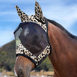 Harrison Howard LumiVista Horse Fly Mask Standard with Ears UV Protection for Horse Leopard Print L Full Size - Best Services Horseback riding lessons and horse supplies near San Diego, CA