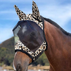 Harrison Howard LumiVista Horse Fly Mask Standard with Ears UV Protection for Horse Leopard Print XL Extra Full - Best Services Horseback riding lessons and horse supplies near San Diego, CA