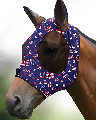 Harrison Howard Super Comfort Stretchy Fitting Horse Fly Mask with UV Protection Soft on Skin with Breathability Classic Letters M Cob - Best Services Horseback riding lessons and horse supplies near San Diego, CA