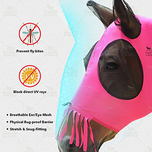 Harrison Howard Superior Comfort Breathable Fly Masks Soft on Skin with Tassels Natural Nose Swatter - Best Services Horseback riding lessons and horse supplies near San Diego, CA