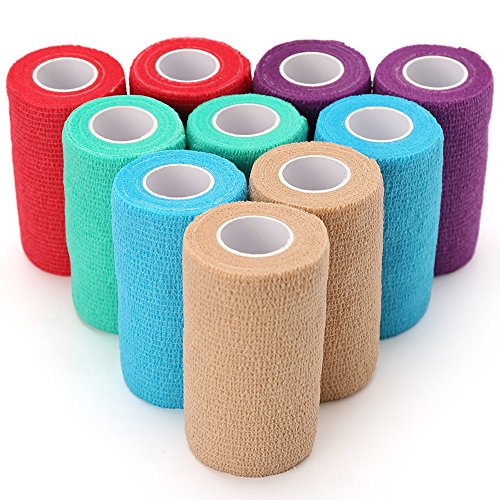 LotFancy Vet Wrap, 4 Inch x 5 Yards, 10 Pack Self Adhesive Bandage Wrap, Non-Woven Cohesive Bandage, First Aid Tape for Horses Dogs Cats Elbow Ankle, Assorted Color - Best Services Horseback riding lessons and horse supplies near San Diego, CA