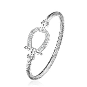 Pure Silver Horse Shoes Bangle Bracelet for Women Femme Pulseria Costume Jewelry Decorations U Clasp Water Drop Bracelet Gifts - Best Services Horseback riding lessons and horse supplies near San Diego, CA