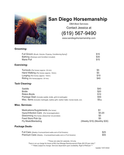 Services for Local Horse Owners - Best Services Horseback riding lessons and horse supplies near San Diego, CA